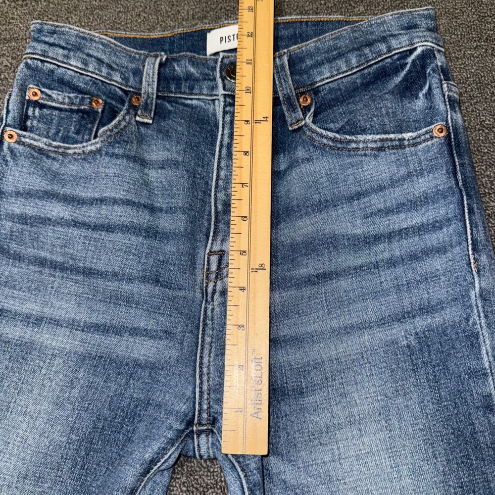 PISTOLA High Rise Distressed Straight Leg Jeans Blue Light Wash Size 25 Casual - Picture 8 of 10